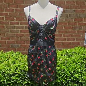 For Love And Lemons Corset Style Red And Black Mini Rose Dress Size M